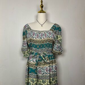 NWT miss california romper boho pattern short boutique style chic cottagecore